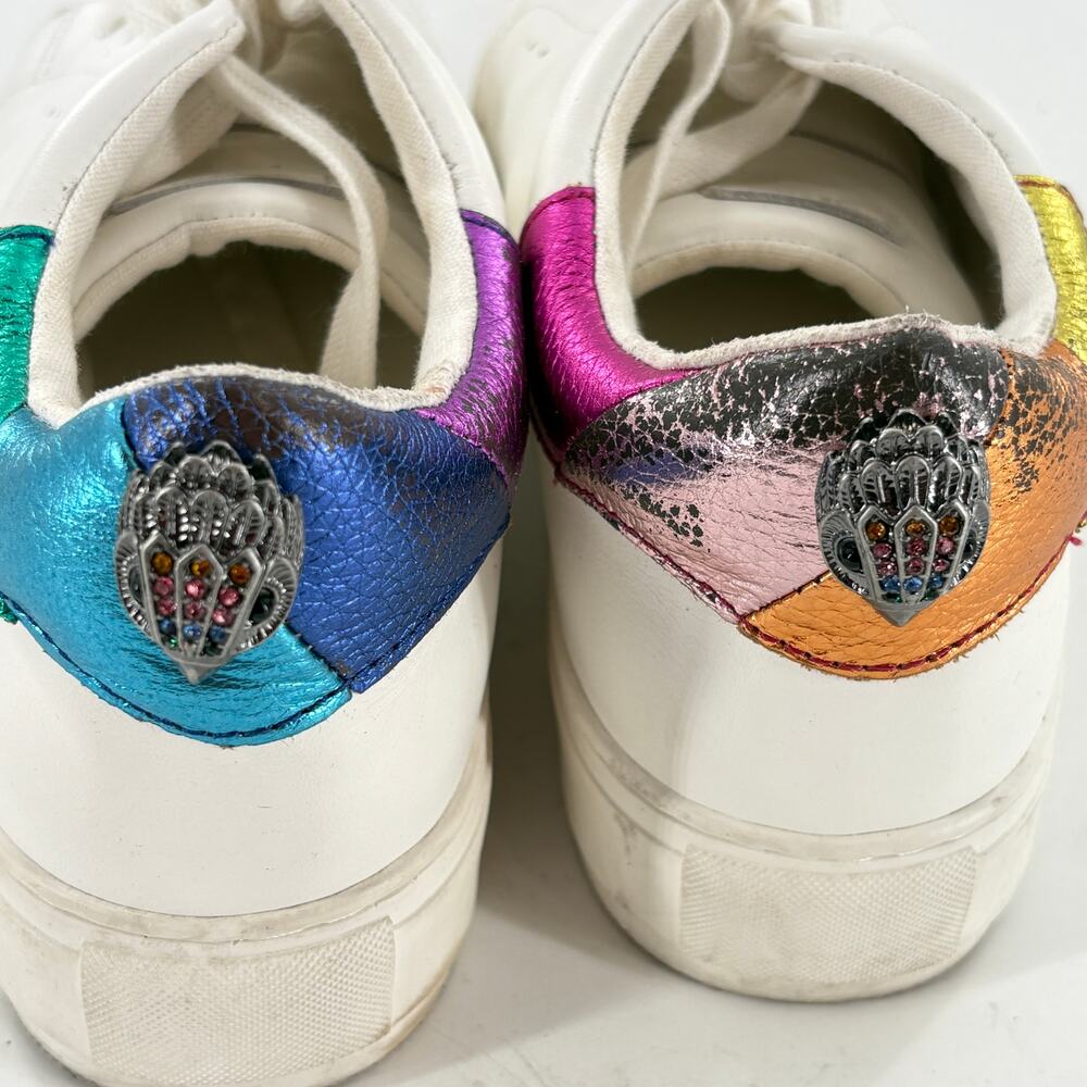 Kurt Geiger Laney Eagle Sneakers 10 40 Leather Rainbow Jewel Lace Up - Picture 5 of 8